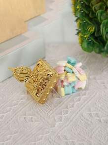 12 gói khối vuông Acrylic, hộp nhỏ trong suốt có nắp, trang trí đơn giản trên nắp, hộp quà tặng, hộp đựng kẹo, hộp đựng mỹ phẩm, đồ trang điểm, đồ trang sức, quà tặng tiệc - Vàng - Xem 5
