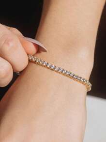 1 件闪耀 3 毫米锆石网球手链女士 S925 纯银迷人情人节精美女士珠宝礼物