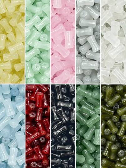 30 顆 6*12 毫米純色玻璃竹珠用於手工手鍊、diy 珠寶製作、項鍊、耳環、鑰匙鏈