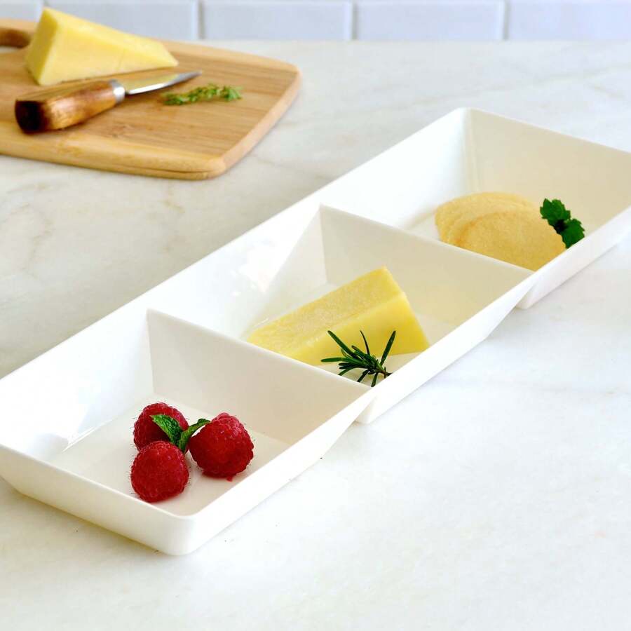 Youngever 4 Pack Stackable Serving Trays, Compartment Plastic Serving