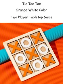 1套桌上遊戲,橙白色tic Tac Toe拼圖,木質九宮格培養邏輯思維玩具,創意禮物休閒競技遊戲,適合初學者和青少年 - 橘白色 - 查看 3