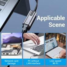 Bộ Chuyển Đổi USB C Sang RJ45 Gigabit Ethernet Thunderbolt 3 Tương Thích 10/100/1000Mbps Cho Máy Tính Laptop, Điện Thoại Máy Tính Bảng - Xám - Xem 3