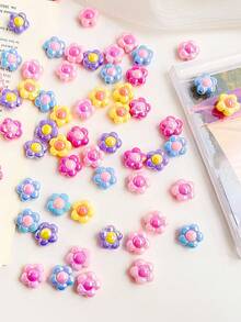 chenming 20pcs/Set Acrylic Double Color Floral Beads, Multicolor Options, Suitable For Daily & Holiday Diy Jewelry Making & Wholesale - 20pcs - View 4