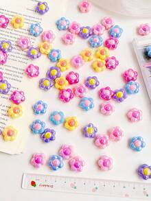 chenming 20pcs/Set Acrylic Double Color Floral Beads, Multicolor Options, Suitable For Daily & Holiday Diy Jewelry Making & Wholesale - 20pcs - View 3