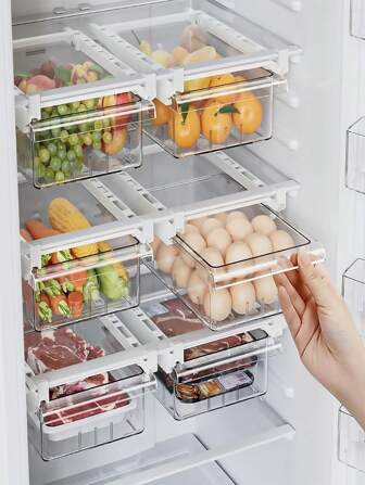 Huevera Deslizante para Refrigerador, Bandeja Deslizante para Almacenar Huevos, Frutas o Verduras en el Refrigerador