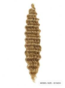 22 Inch Soft Light Brown Ocean Wave Crochet Braided Wig, Deep Wave Twist Braid Crochet Hair Extensions, Curly Crochet Braided Wig, 1 Pack Long Wave Crimped Braid Synthetic Crochet Wig (22 Inch, 27#) - Light Brown - View 3