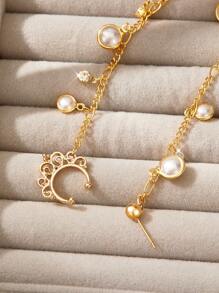 1入精緻閃亮甜美酷感珍珠鼻鍊,適用於派對、夜店或外出穿搭 - 彩色 - 查看 5