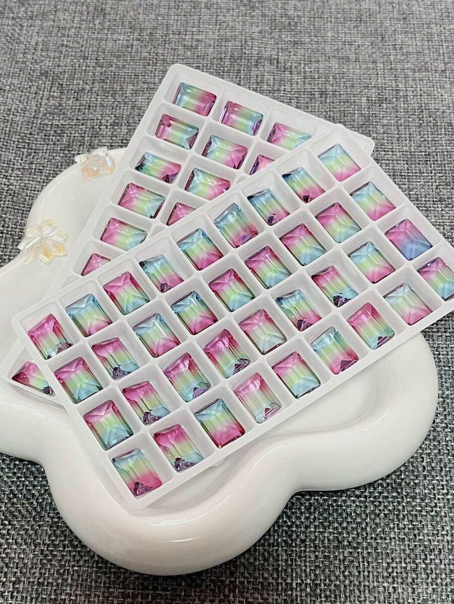 36pcs K9 10*14mm Aquamarine Ice Sugar Crystal Rhinestones, Great For Diy Women's Daily Or Party Nail Art - Blue-yellow-pink Tourmaline - View 1