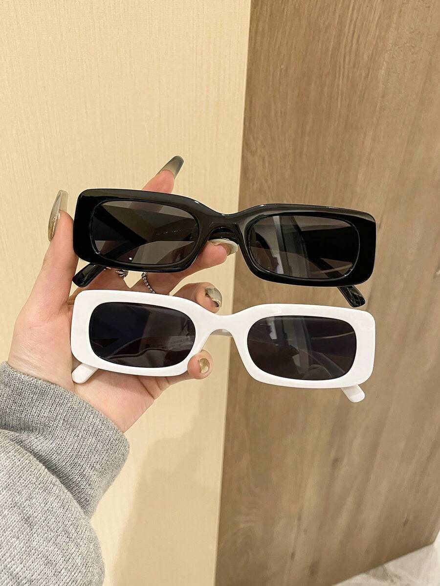 2pcs Fashionable Y2k Square Frame Cute Daily Unisex Eyeglasses Beach Accessories For Women Glasses Shades For Summer Beach Vacation,Outdoor,Travel