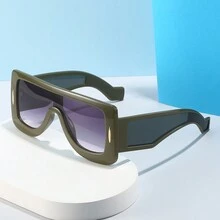 1pc New Arrival Square Frame Sunglasses, European And American Style, Anti-Uv Coating, Suitable For Outdoor Activities, Y2k Decorative Street Snap Glasses - Multicolor - View 3