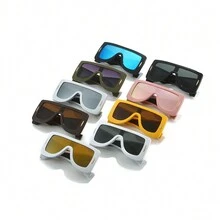 1pc New Arrival Square Frame Sunglasses, European And American Style, Anti-Uv Coating, Suitable For Outdoor Activities, Y2k Decorative Street Snap Glasses - Multicolor - View 1