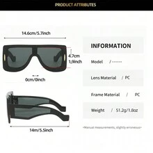 1pc New Arrival Square Frame Sunglasses, European And American Style, Anti-Uv Coating, Suitable For Outdoor Activities, Y2k Decorative Street Snap Glasses - Multicolor - View 4