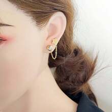 1pair Fashionable Simple Titanium Steel Stud Earrings With Personalized Creative Pentagram Design, Tassels Dangle, Suitable For Women's Daily Wear - AEE-123 With Drill - View 1