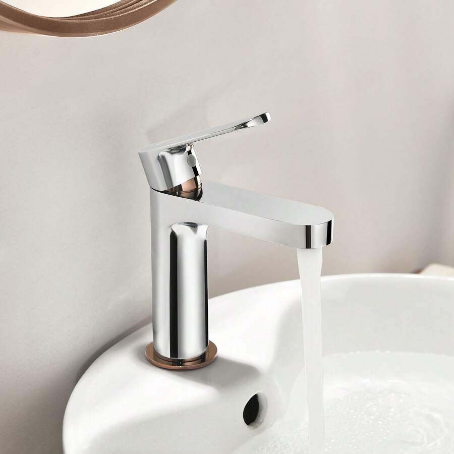 Washbasin Tap, Brass Bathroom Mixer Tap, Hot And Cold Water, Removable Bubbler - 銀色 - 查看 1