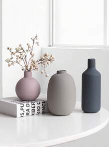 1pc Modern Simple Macaron Gray Ceramic Vase, Home Decor Item For Living Room Desk, Creative Small Flower Vase For Tabletop Floral Arrangement Back To School Room Decor School Supplies Glass Vase