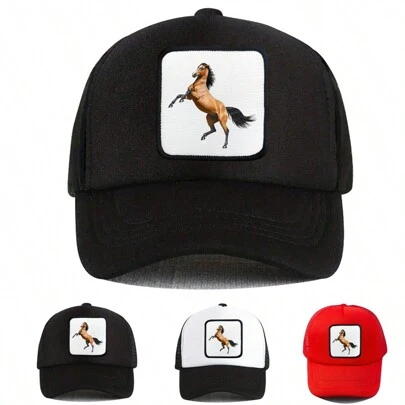 Animal Pattern Printed Personalized Horse Fashionable Casual Unisex Outdoor Sports Sun Protection Baseball Cap Street