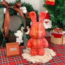 23/33CM Graffiti Fluid Bear Rabbits Piggy Bank DIY White Body Ornament Bunny Model Desktop Decoration Painting Doll Sculpture Crafts