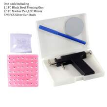 99pcs Professional Ear Piercing Gun Set - Includes About 98pcs Steel Ear Studs, 1 PC Pierce Tool, And Navel Body Piercing Gun - Perfect For Ear, Nose, And Navel Piercings Professional Ear Piercing Gun Kit