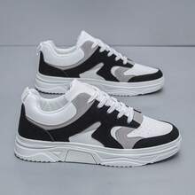 Men's Fashionable Simple Comfortable Athletic Shoes, Casual Slip-Ons, Anti-Skid, Suitable For All Seasons, Classic Style For Students - Black and White - View 3