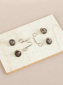 襯衫領子隱藏式扣釦套 & 胸針 & 別針 & 飾品 & 女性服裝固定裝置 - 黑色山茶花 - 查看 4