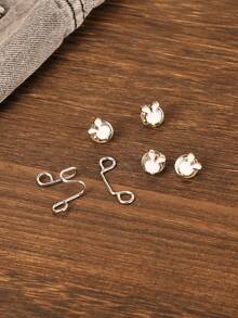 女士襯衫領口別針配隱藏按鈕和防滑扣設計,服裝配飾及固定器 - 白色兔子頭 - 查看 3