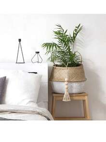 1pc Ins Natural Color Hessian Rope Tassel Wood Bead Pendant Diy Jewelry Accessory-3 Beads 2 Strings - 3 Beads Tassel-2 Pack - View 3