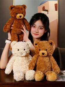 可愛的泰迪熊毛絨玩具,超可愛睡枕,送給女朋友的情人節和新年禮物 - 棕色 - 查看 7