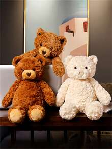 可愛的泰迪熊毛絨玩具,超可愛睡枕,送給女朋友的情人節和新年禮物 - 棕色 - 查看 6