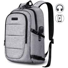 VSNOON Anti-Theft Laptop Backpack, 17.3 Inch Business Laptop Rucksack Bag With USB Charging Port & Lock, Water Resistant Travel Backpack Computer Bag For Women Men, Travel Work Bag - Grey - View 1