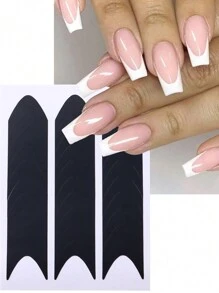 6 Piezas/set Pegatinas Francesas Para Arte De Uñas Con Guía De Rayas Y Ondas Para Manicura, Plantilla Hueca Con Forma De Rayas Y Ondas Para Decoración De Uñas