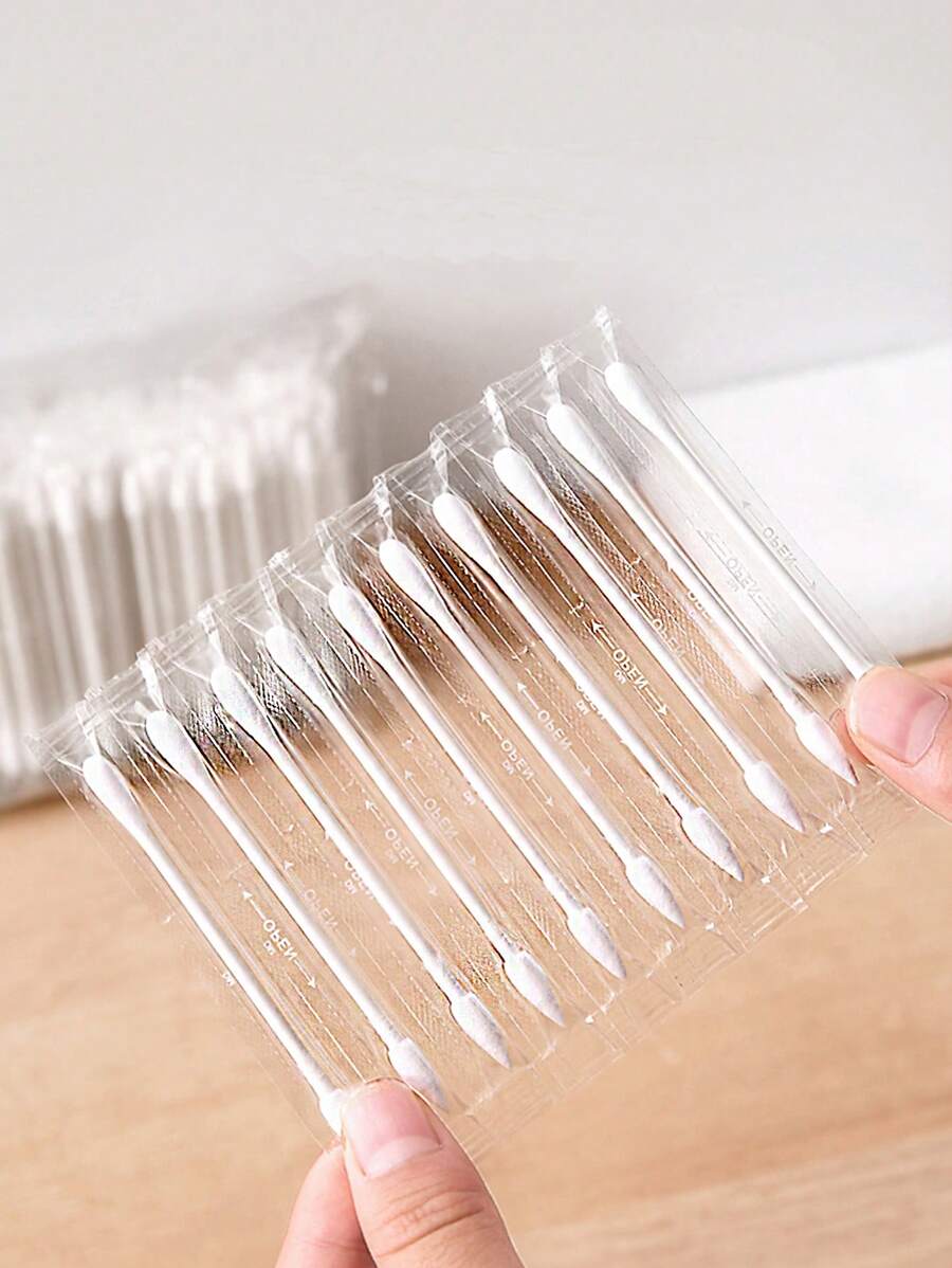 60 pièces Cotons-tiges de nettoyage de maquillage jetables portables et indépendamment emballés, têtes pointues et rondes, accessoires unisexes