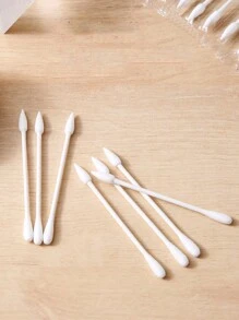 60 pièces Cotons-tiges de nettoyage de maquillage jetables portables et indépendamment emballés, têtes pointues et rondes, accessoires unisexes - Blanc - Voir 5