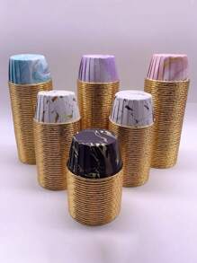 Forros de cupcakes con estampado de mármol negro de 50/25 piezas, tazas para hornear de borde enrollado de aluminio resistente a altas temperaturas, adecuadas para bodas, cumpleaños, fiestas y herramientas para hornear