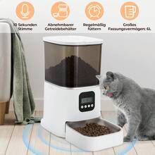 6L Automatic Cat & Dog Feeder With Stainless Steel Feeding,10S Voice Recording, 1-4 Meals Bowl - 白色 - 查看 2