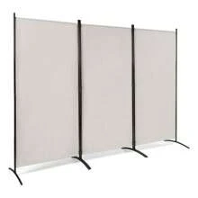 Screen, Room Divider For Privacy, Partition Made Of Fabric & Metal, Opaque Partition, Stable With Support Feet, Easy To Store, For Garden Balcony Office - White - View 1