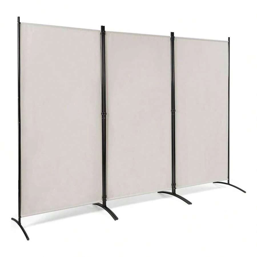 Screen, Room Divider For Privacy, Partition Made Of Fabric & Metal, Opaque Partition, Stable With Support Feet, Easy To Store, For Garden Balcony Office - White - View 1