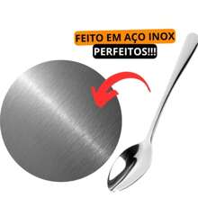 Kit C/12 Colher Talher Aço Inox Grande Luxo Sopa Bar Restaurante Buffet Faqueiro - Cinza - Visão 3