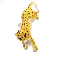 1PC Fashion Enamel Crystal Cut Leopard For Women Men, Beautiful Animal Party Brook Pin, Gemstone Rhinestone Gold Plated Enamel Charm Pin, For Men With Jewelry Gifts - 7.0x3.6cm - View 4