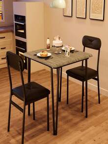 Dining Table Set For 2, Kitchen Table And Chairs, Square Dining Room Table Set With 2 Upholstered Chairs, 3 Piece Kitchen Table Set For Small Space, Apartment - Grey - View 6