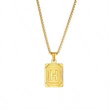 1pc Women's Titanium Steel Letter Necklace - 26 Alphabet Square Plate Pendant Clavicle Chain, Suitable For Daily Wear, Festivals And Parties - M - View 32