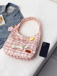 2024 New Large-Capacity Versatile Commuter Ins Bag Female Forest Department Girl Shoulder Bag Bag Dumpling Bag Student Class Bag - Pink - View 3