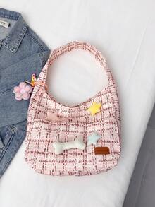 2024 New Large-Capacity Versatile Commuter Ins Bag Female Forest Department Girl Shoulder Bag Bag Dumpling Bag Student Class Bag - Pink - View 1