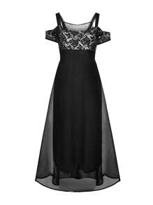 Evening Dresses Plus Size Long Lace Dress Off Shoulder Elegant Fashion Women - 黑色 - 查看 6