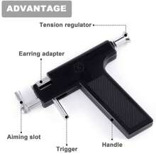 99pcs Professional Ear Piercing Gun Set - Includes About 98pcs Steel Ear Studs, 1 PC Pierce Tool, And Navel Body Piercing Gun - Perfect For Ear, Nose, And Navel Piercings Professional Ear Piercing Gun Kit