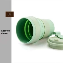 1只新款戶外運動摺疊矽膠水瓶摺疊伸縮水杯旅行杯登山便攜水瓶 - 綠色 - 查看 8