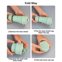 1只新款戶外運動摺疊矽膠水瓶摺疊伸縮水杯旅行杯登山便攜水瓶 - 綠色 - 查看 6