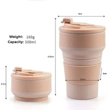 1只新款戶外運動摺疊矽膠水瓶摺疊伸縮水杯旅行杯登山便攜水瓶 - 綠色 - 查看 3