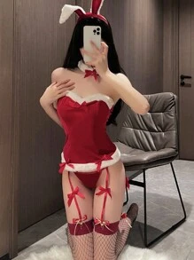 Conjunto De Traje Cosplay De Conejita Linda - Rojo - Ver 9