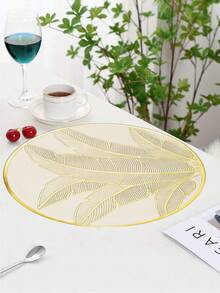 Vàng Tối giản Tròn Với Lá cọ Mẫu , Có thể giặt được & Dễ Đến Lau sạch & Khăn lau , Không trượt & Chống nóng , vui tươi Và Thanh lịch Ăn uống Thảm trải bàn , Lý tưởng Đối với Phòng bếp Và Nhà  Đồ trang trí Đối với Ngày lễ Và Lễ cưới - Vàng - Xem 4