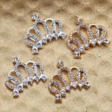 10Pcs 0.98x0.95in/ 2.49x2.41cm Rhinestone Decor Crown Design Charms, Craft Accessories DIY Handmade Party Jewelry Craft Embellishments - Multicolor - View 2